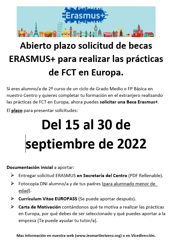 Cartel pdf informativo plazas 2021 - 22. 